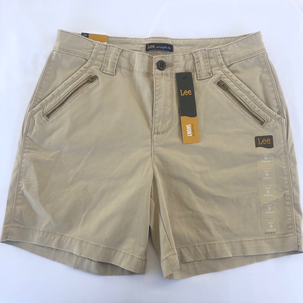 Lee Beige Khaki Straight Fit Shorts